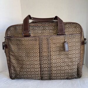 Coach Vintage #F70058 Hudson C Signature Commuter Briefcase Brown Tan Bag Unisex